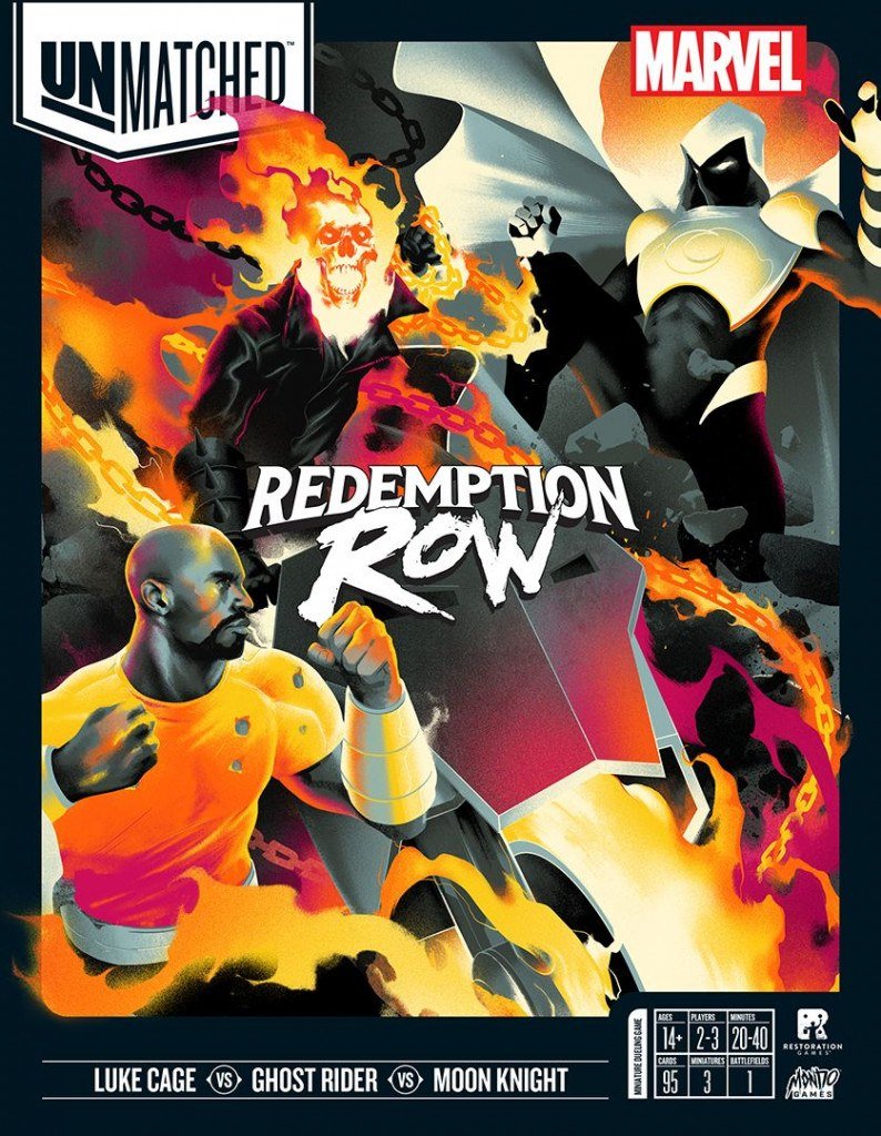Unmatched: Redemption Row — Deadpool, Bullseye, Ghost Rider y Cloak & Dagger en la caja de Marvel más caótica del sistema